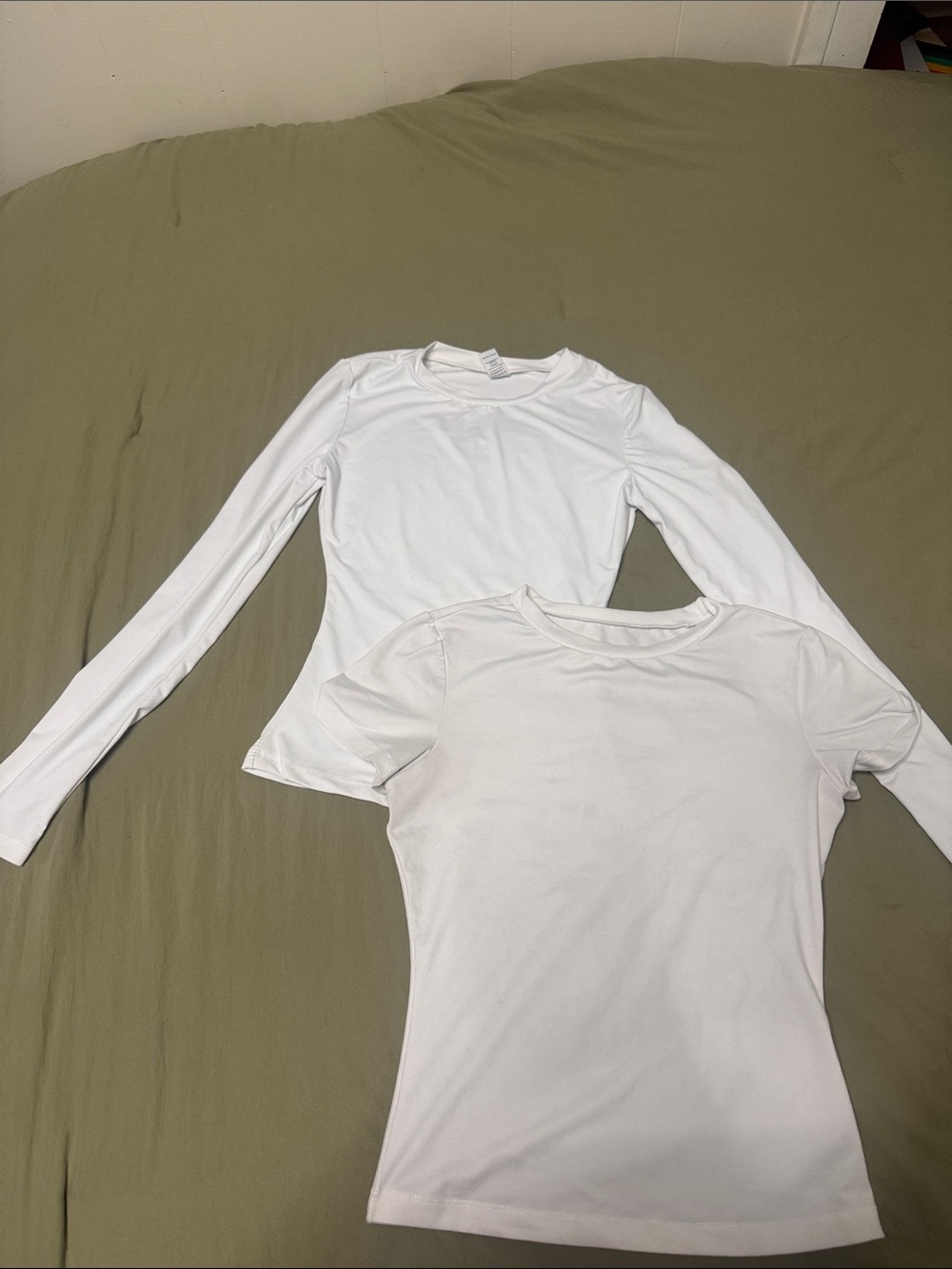 Amazon Women's White Long Sleeve and Tee Performance Tops